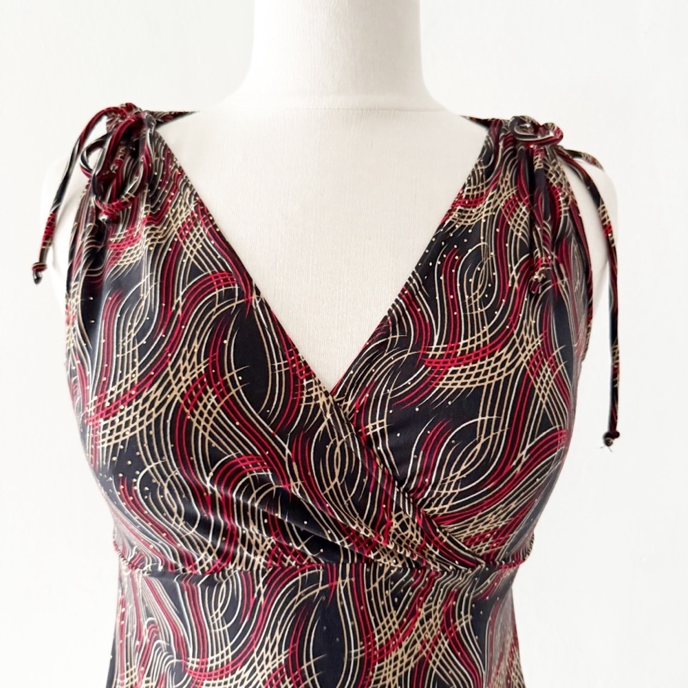 Vintage 90s Y2K A. Byer Red & Black Metallic Surplice Blouse Top Size Medium - Picture 3 of 7